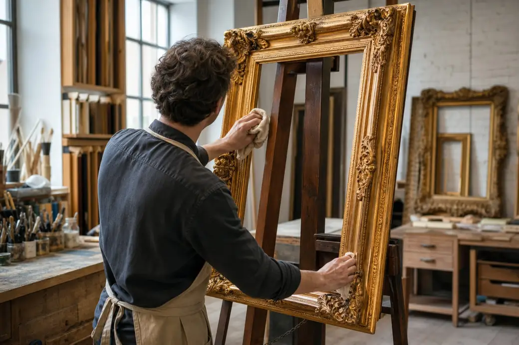 Man Cleaning A Frame Of A Painting | Wichita, KS | The Frame Guild